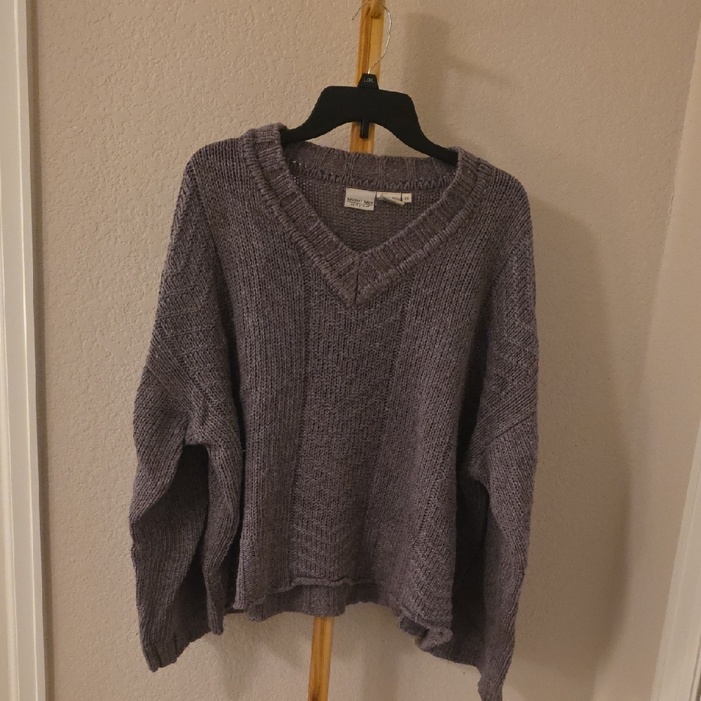 Newport News Textured Knit Sweater in Heathered Dusty Purple
